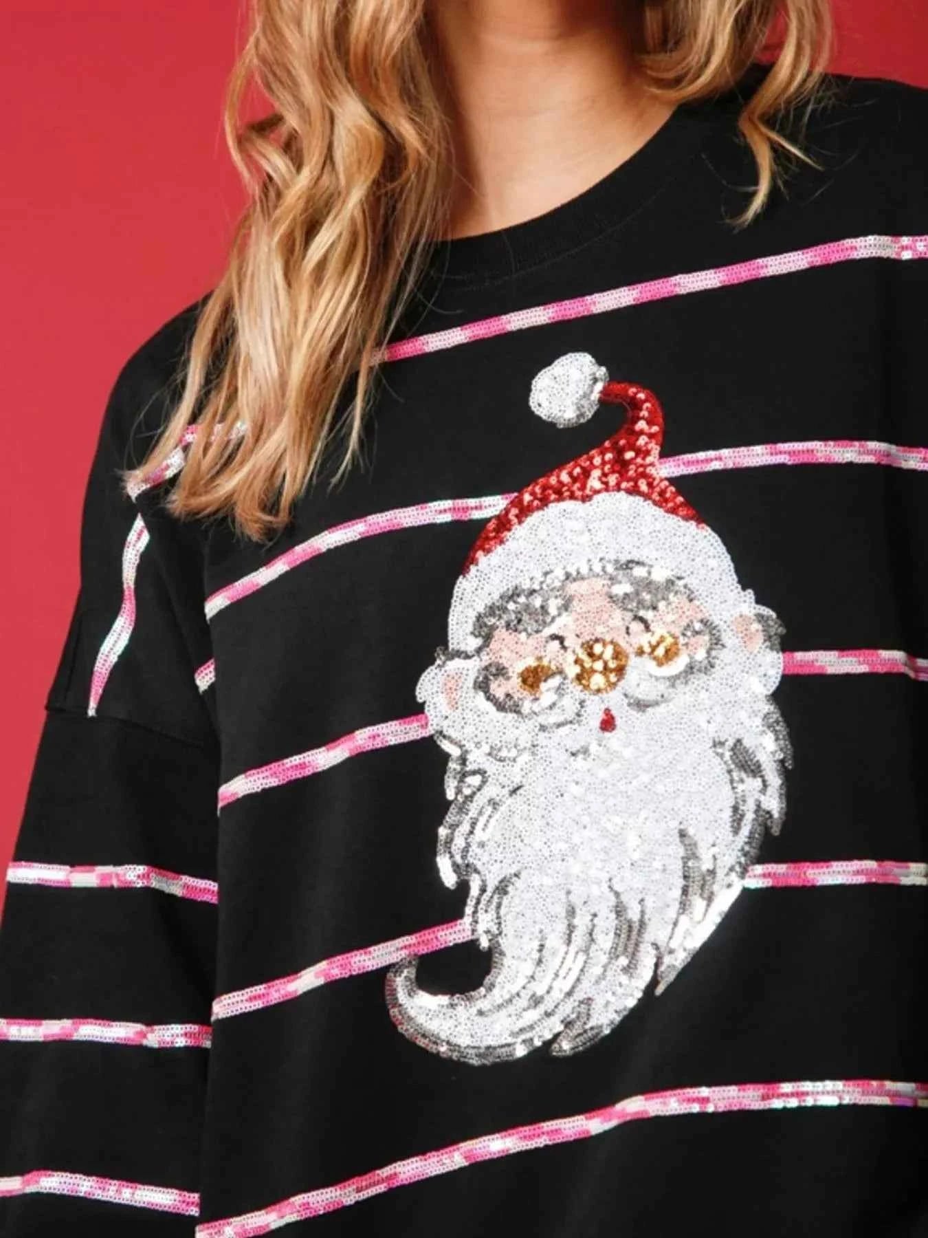 Christmas Santa Striped Long Sleeve Sweatshirt 79f05d74-85a7-4bcf-8bf7-fc8954735ab1-Max-Origin