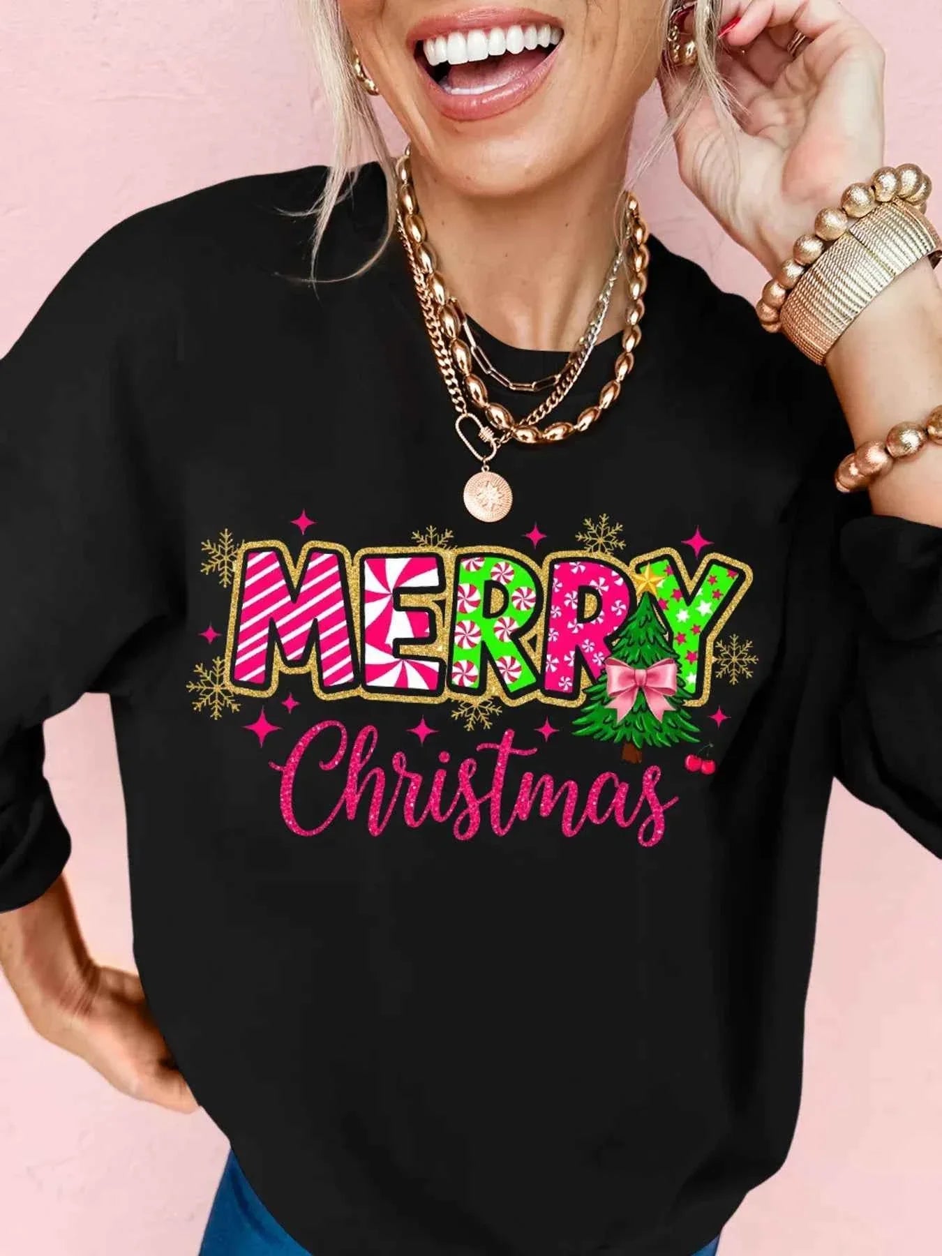MERRY Christmas Letter Graphic Drop Shoulder Sweatshirt 7af402277c0e4c29b73748a23e200201-Max-Origin