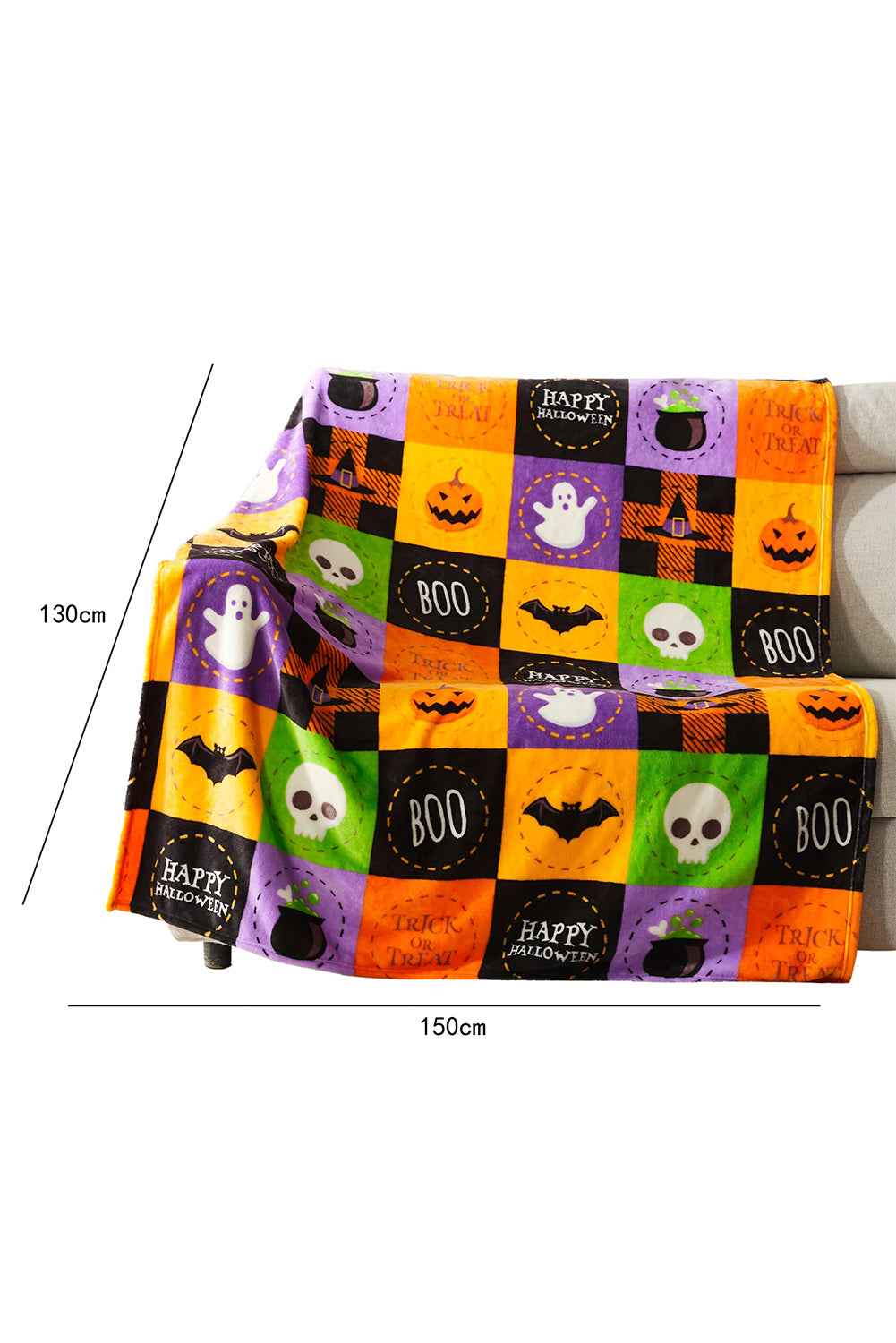Purple Plaid Print Fleece Halloween Blanket Purple ONE SIZE Terylene 7b4a958a697ca7e5