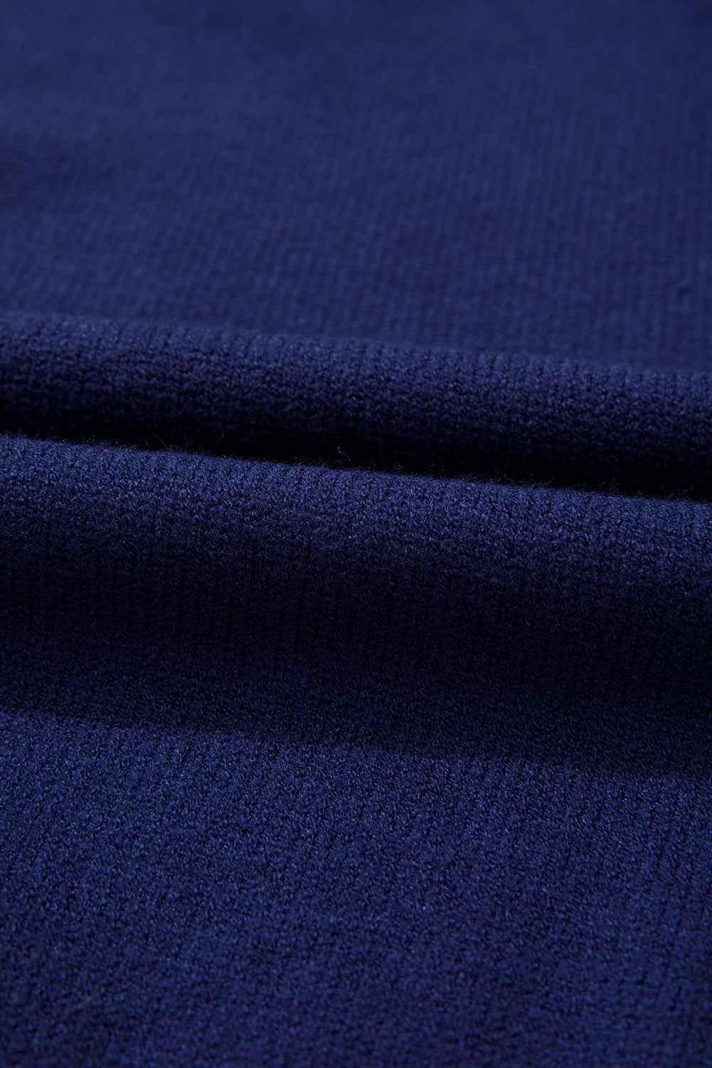 Navy Blue Mix Texture Knit Eyelet Detail Casual Sweater 7c598c60fa4219a2