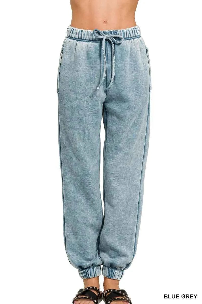 Zenana Acid Wash Fleece Sweatpants with Pockets BLUE GREY 7d6f7ba41cc4443a8535774eba9ca548-Max-Origin