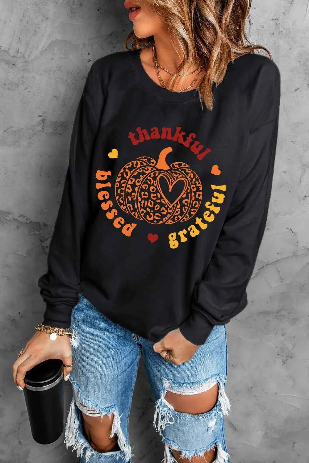 Pumpkin Graphic Long Sleeve Sweatshirt 7dabeb78-0046-421e-92fe-efb2a807e203-Max