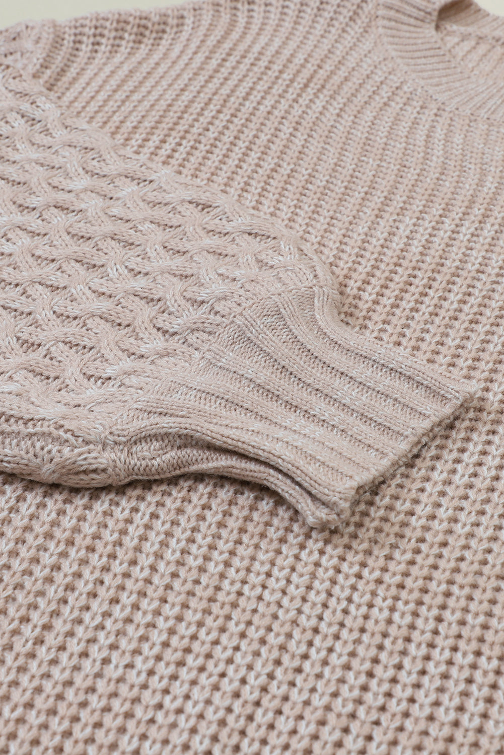 Parchment Chunky Knit Sleeve Drop Shoulder Sweater 7f74b7bce40b41cc