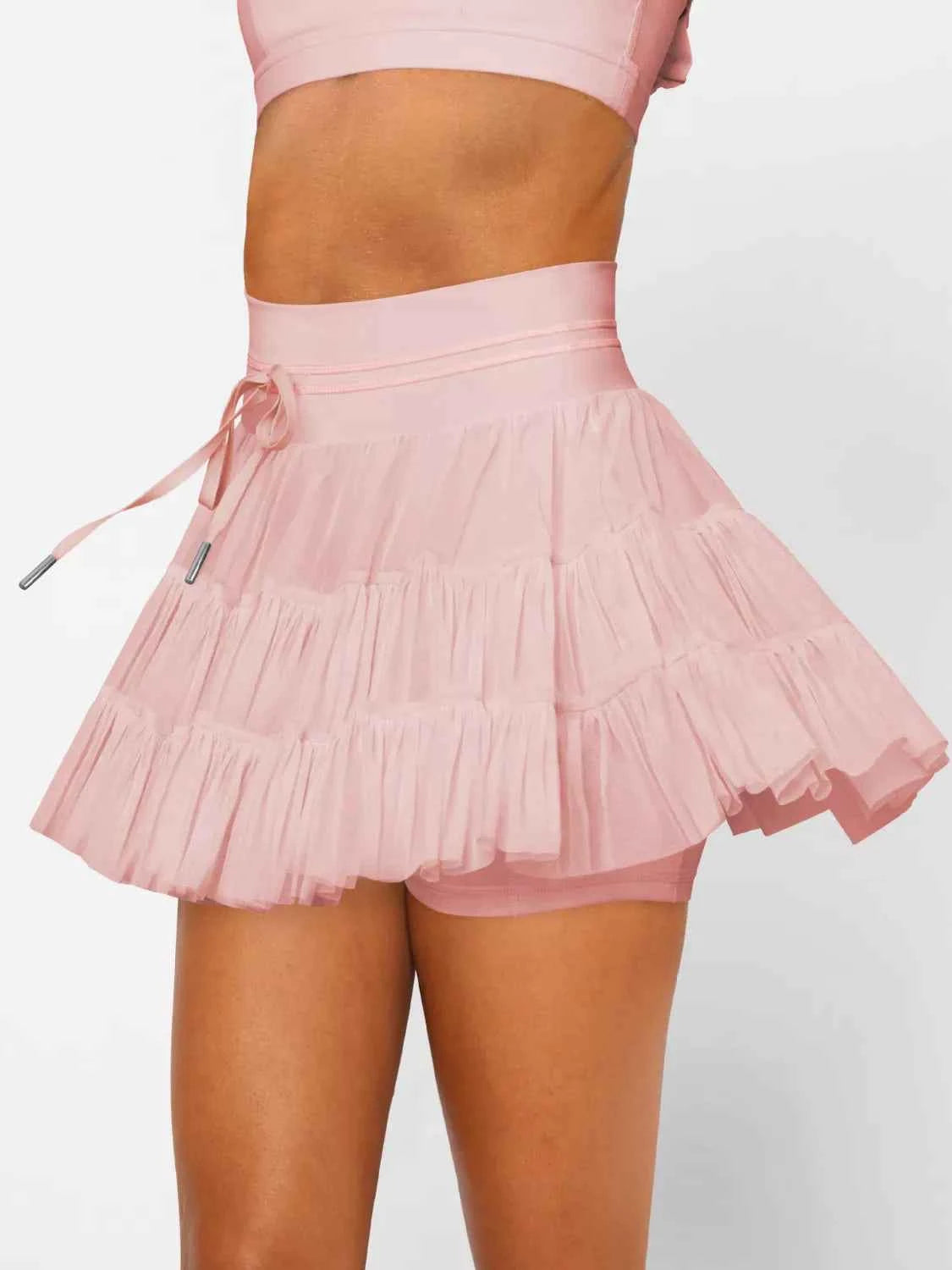Tiered Skort with Drawstring Dusty Pink 8257a9e4-13be-4283-a4f8-ea317736b3e9-Max-Origin