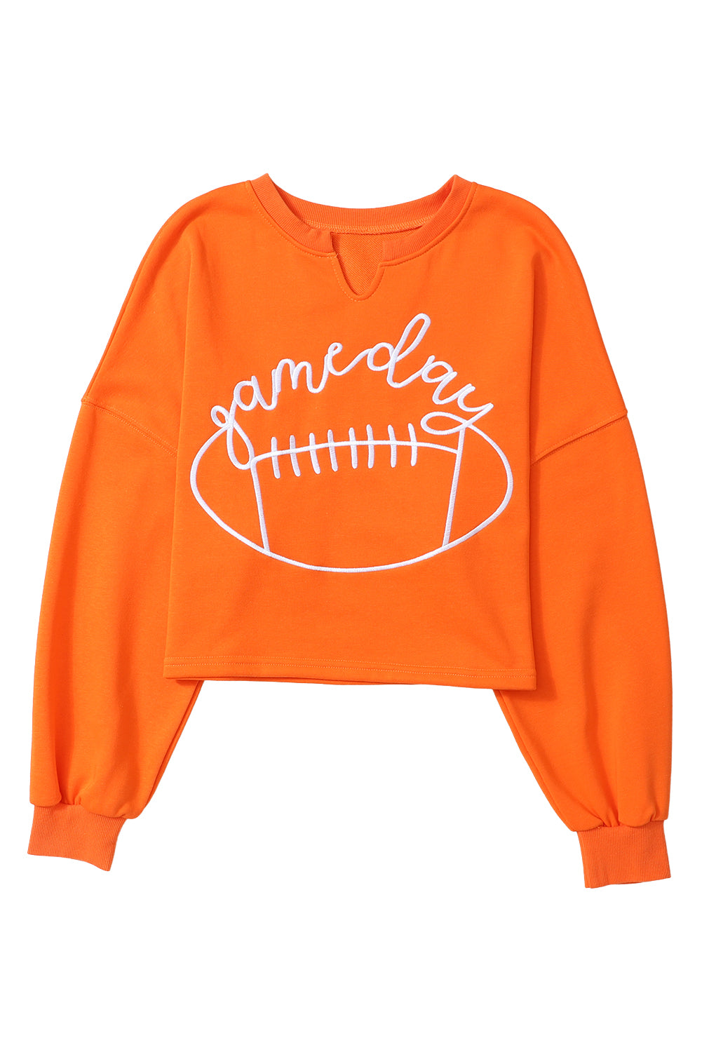 Orange Game Day Lettering Rugby Notched Neck Cropped Sweatshirt 845e824c58c5ed71