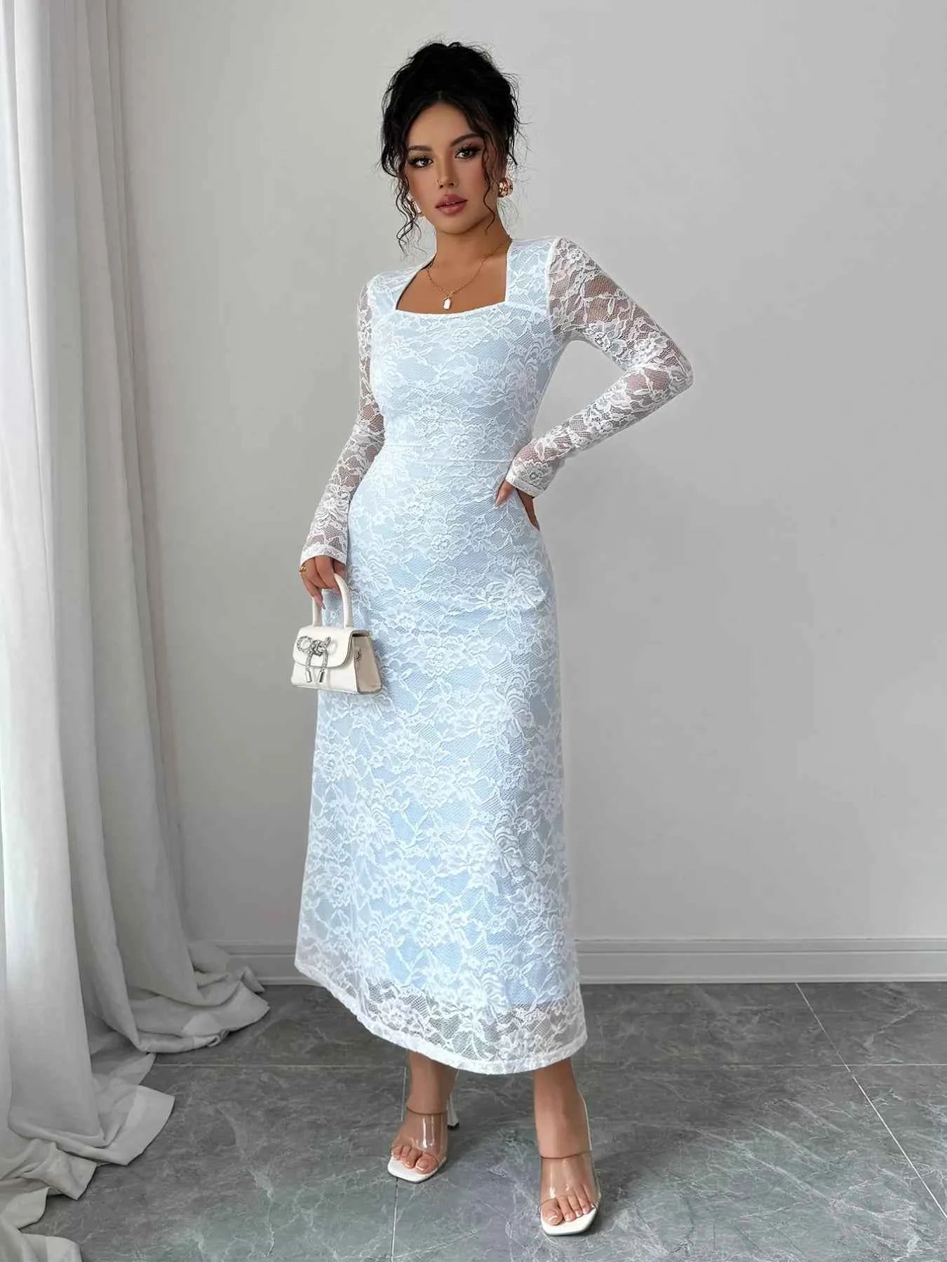 Lace Long Sleeve Square Neck Maxi Dress 8467c986-d14f-49e3-b47b-2f9a8f9a1963-Max-Origin