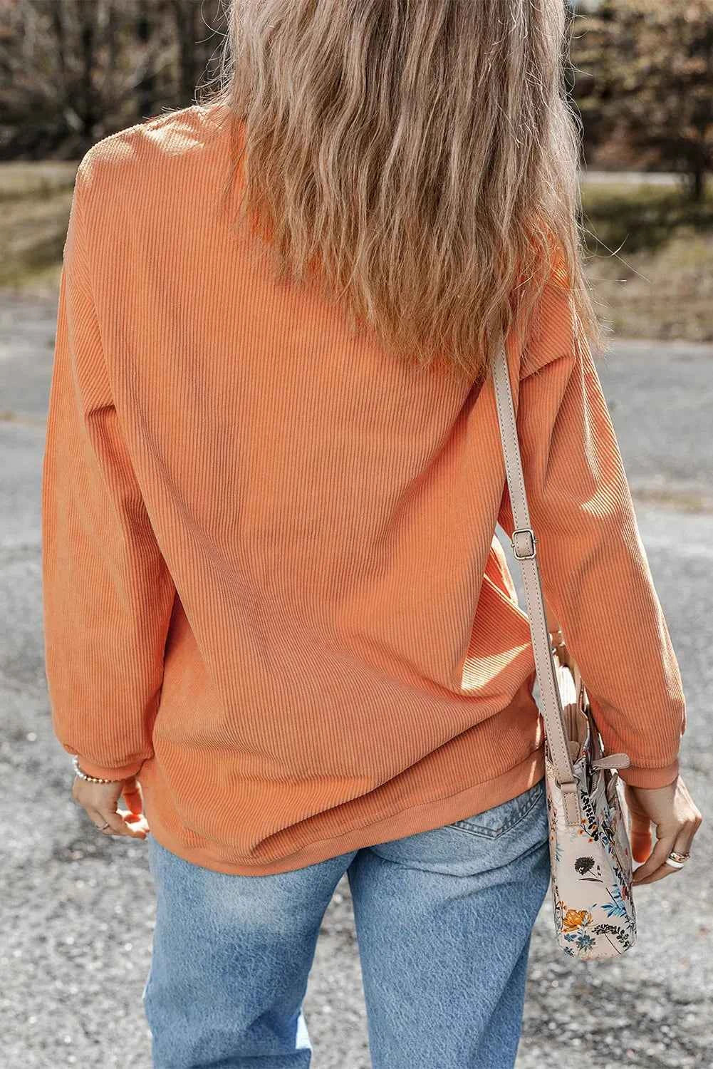 Pumpkin Round Neck Long Sleeve Sweatshirt 862ac76c-55c9-45c0-ad2f-0486909dd86a-Max