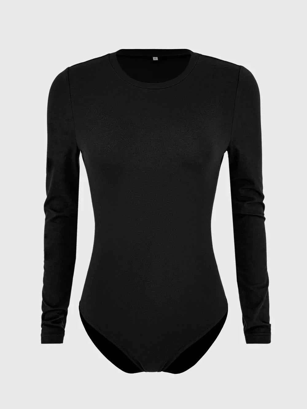 Round Neck Long Sleeve Bodysuit Black 86a355df-421c-4f4d-a9ee-3451125ea16e-Max