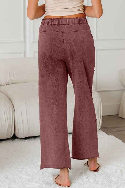 Mineral Wash High Waist Raw Hem Pants 86af2d29-e36f-414f-9f3b-ebf370f14bda