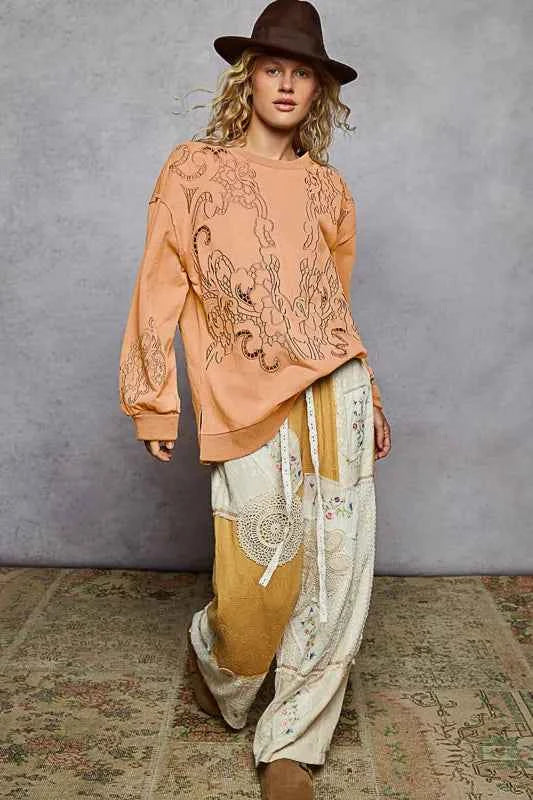 POL Round Neck French Terry Sweatshirt with Cutout Detail 88fc4052-527a-47d0-9891-a11c9d9626eb-Max-Origin