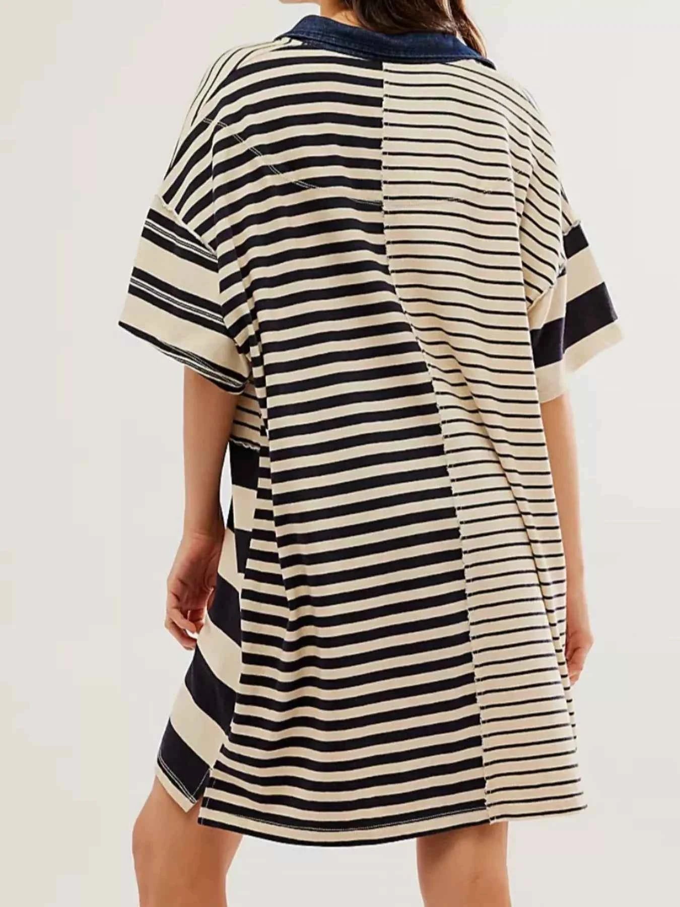 Striped Oversized Half Button Shirt Dress 895dcf1f-1bea-4a68-80b2-3206c2fb5f11-Max-Origin