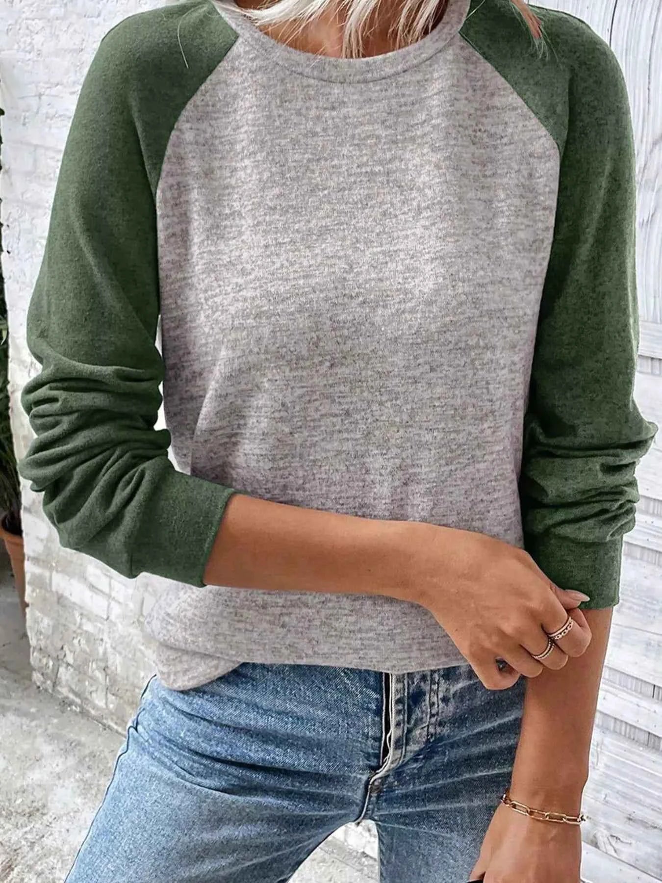 Color Block Raglan Long Sleeve T Shirt Moss 8a41e7ff6e784fddbd6161df4912f638-Max-Origin