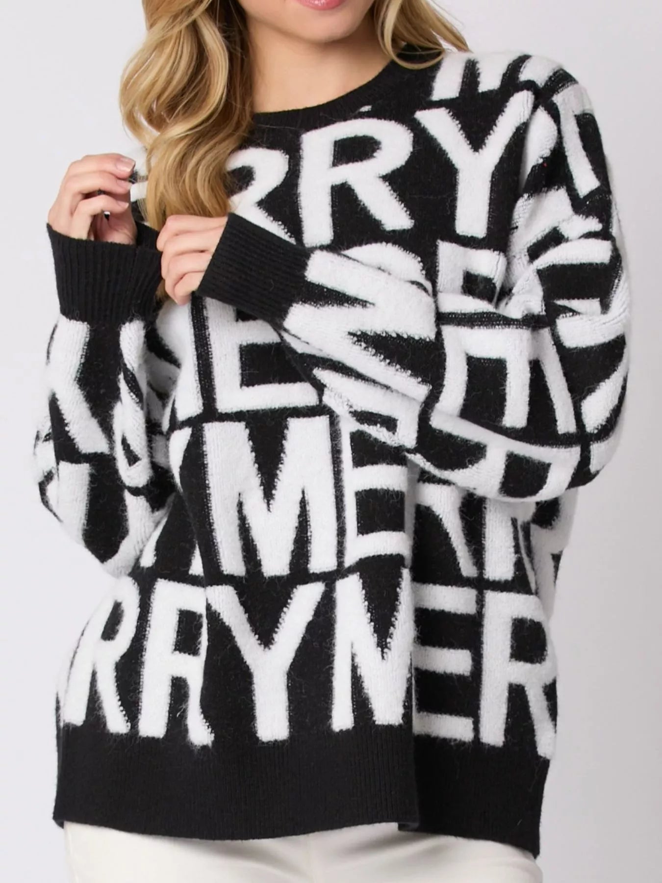 Christmas Merry Festive Holiday Sweater Black 8da3df5f-4977-4321-8715-8c1661394867-Max-Origin