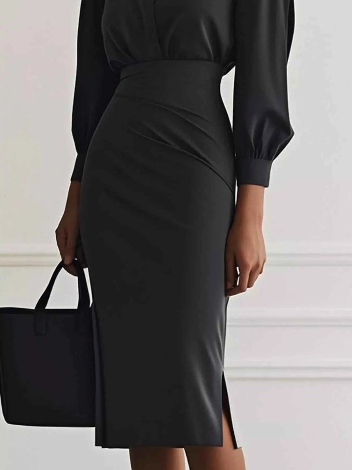 Ruched Midi Shirt Dress with Side Slit 9166316c-0736-4bb7-9c77-5570825a7227-Max-Origin