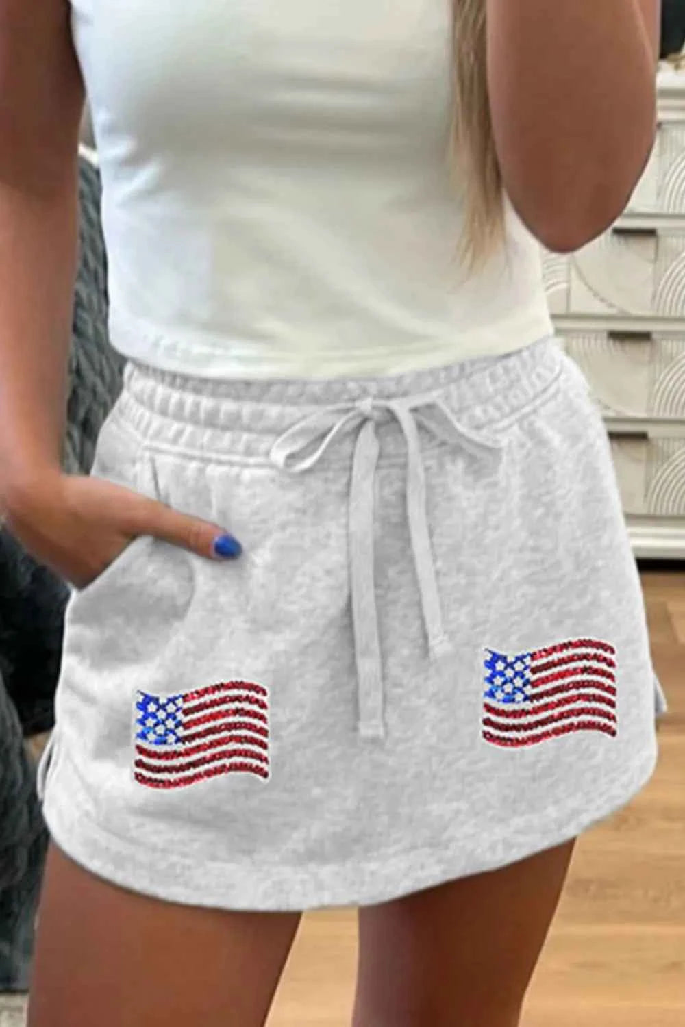 American Flag Embroidered Drawstring Casual Skirt 93d80774-2c98-41d7-a62d-9c3c6bea6c8a-Max-Origin