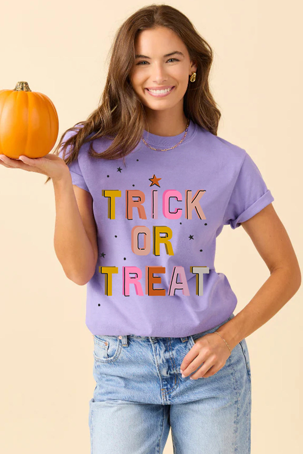 Wisteria TRICK OR TREAT Halloween Heat Transfer Printing Graphic T Shirt 94542d20a021348e