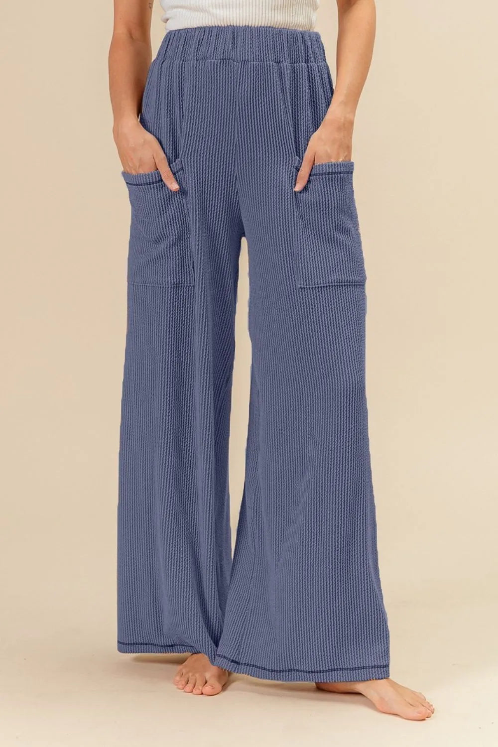 BiBi 2tone Cord Rib Waist Band Side Pocket Pants INDIGO BLUE 947c0d8c-a3f5-4fe6-b817-e5ada8063685-Max-Origin