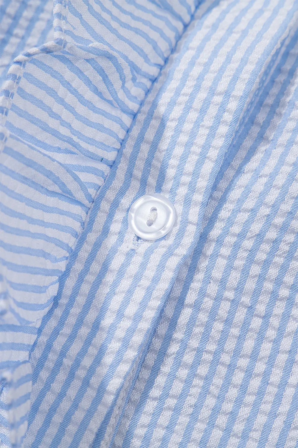 Striped Ruffle Short Bubble Sleeve Shirt