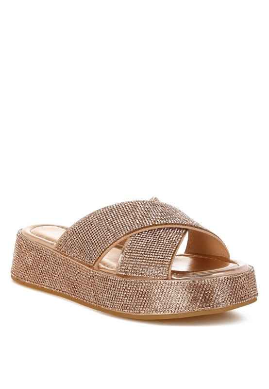 Adena Rhinestone Embellished Flatforms Rose Gold 9a91841b-488d-4c0c-b72d-835c2c3b20a2