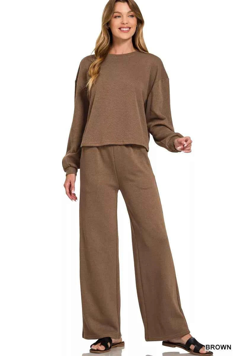 Zenana French Rib Pullover and Pants Set BROWN 9ab80eefd6da4e9f9d17ab8fc78f9ebf-Max-Origin