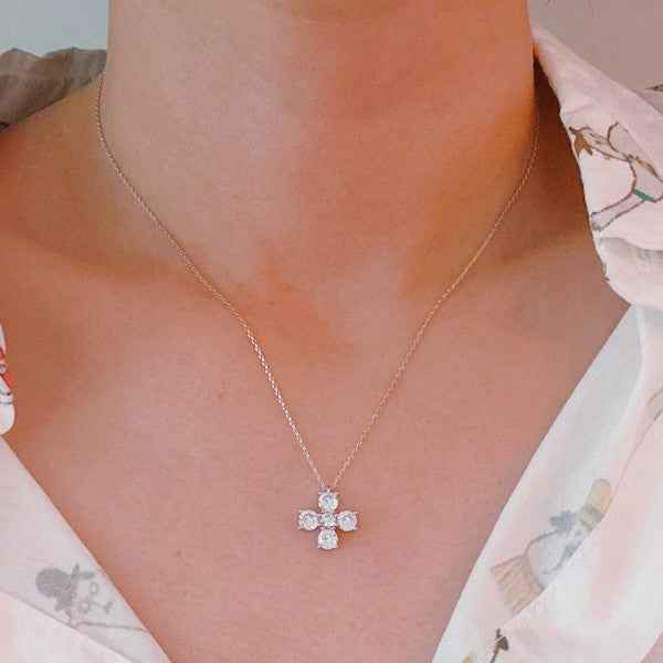 Radiant Sparkle Mini Cross Pendant Necklace 9b666522-d988-4c4c-997a-cbd0b160b638