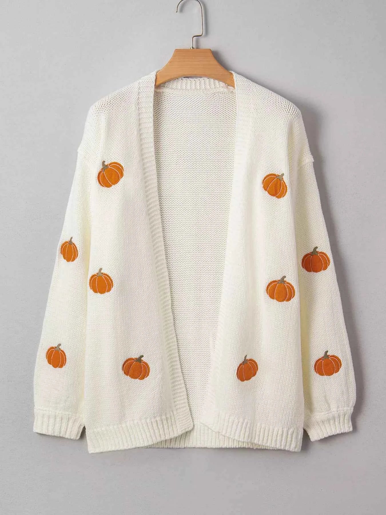 Halloween Pumpkin Embroidered Knit Cardigan 9bad1fa241af49a3a9537463c8e6716e-Max-Origin