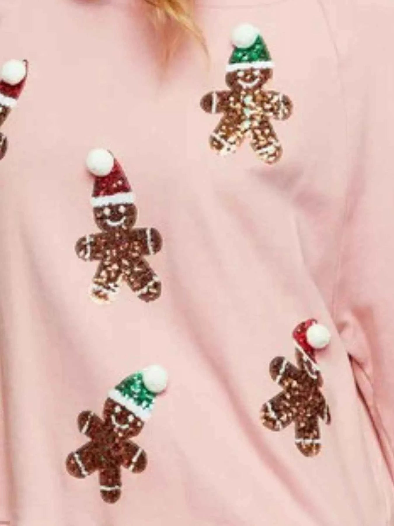 Christmas Sequin Gingerbread Round Neck Sweatshirt 9bb8b7a9-beb9-4c71-bc0a-7318ce144b48-Max-Origin