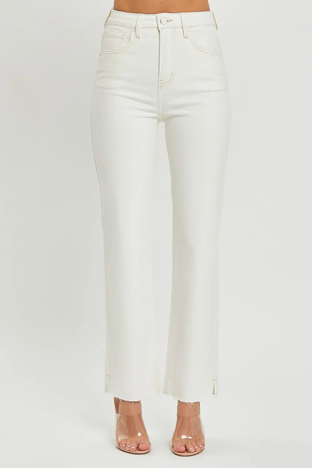 RISEN Full Size High Rise Tummy Control Straight Jeans Cream a2cefbec-381f-45d8-a400-385b5c2934eb-Max