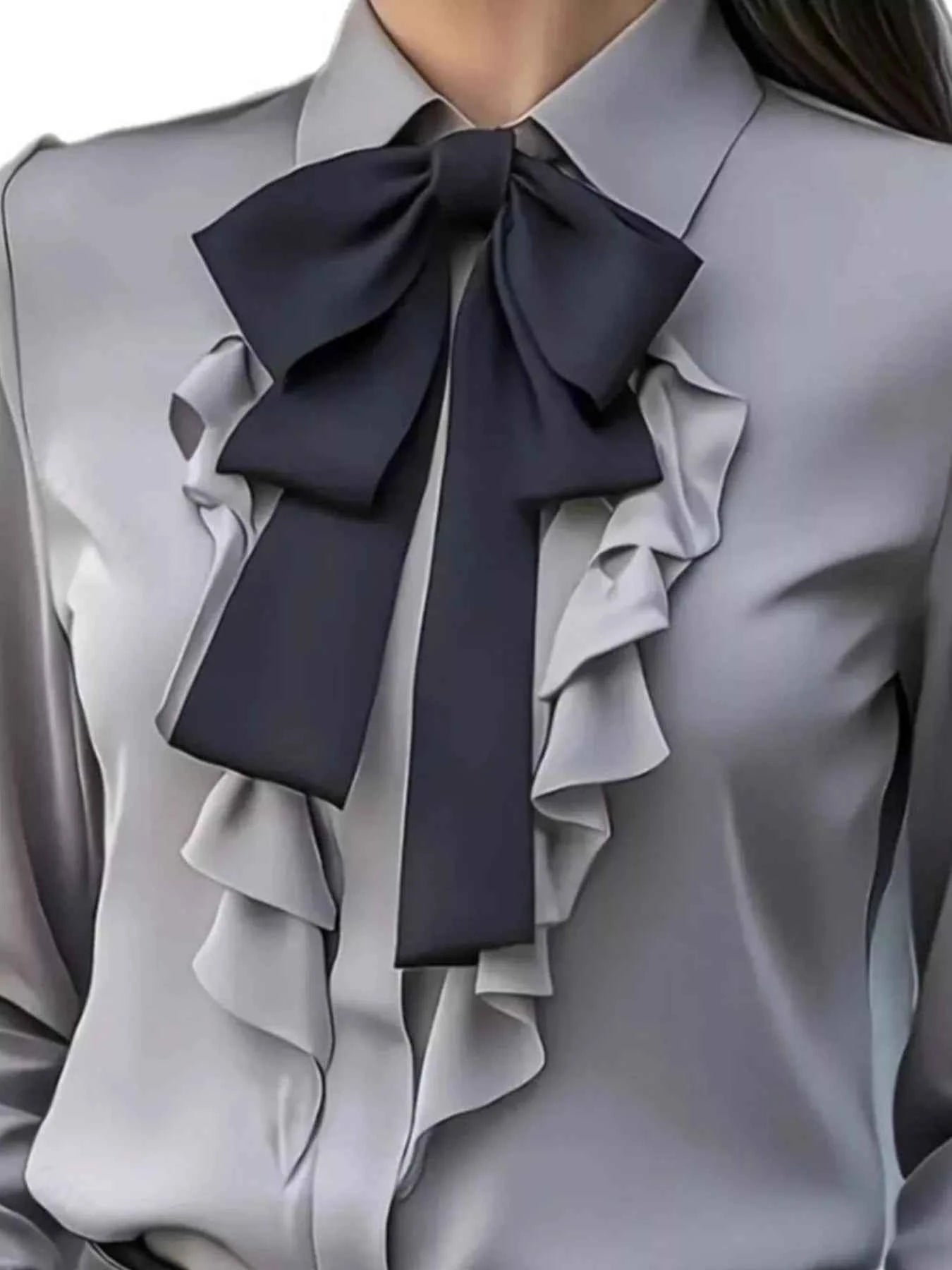 Ruffled Tie Front Long Sleeve Blouse a458e9aa-1e44-46d2-abfc-14e569cb9882-Max-Origin