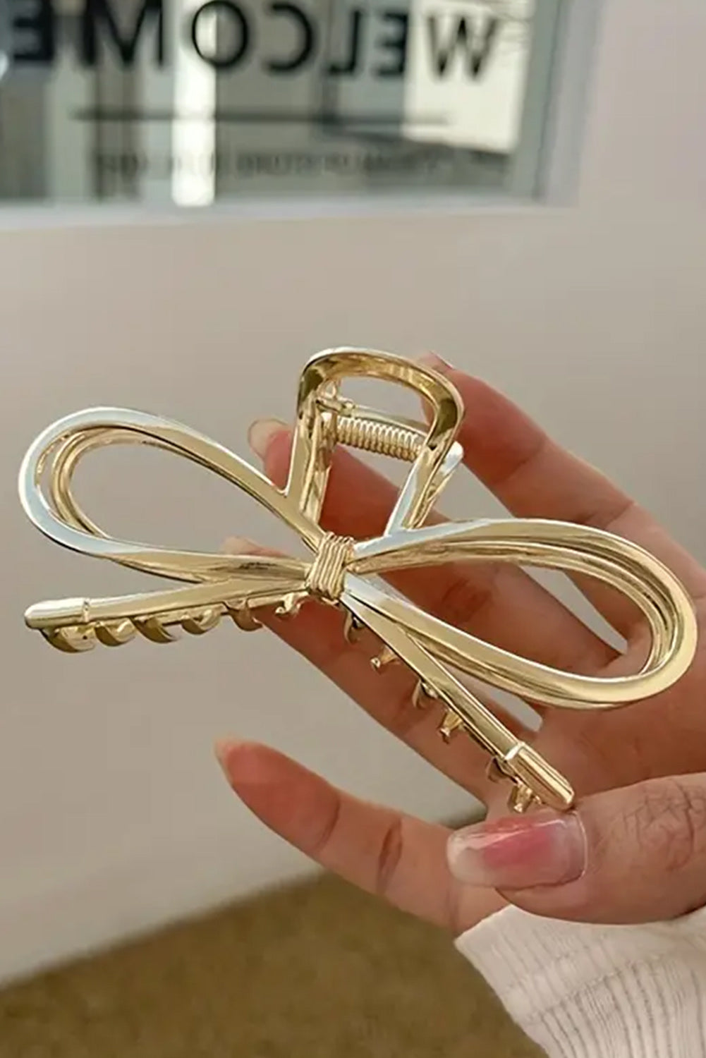 Gold Casual Bowknot Shape Metal Claw Clip a48aa285a6448fe5