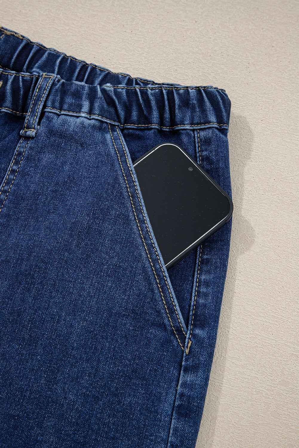 Beau Blue Drawstring Seam Detail Raw Hem Wide Leg Jeans a7cc75dbf0b6806a