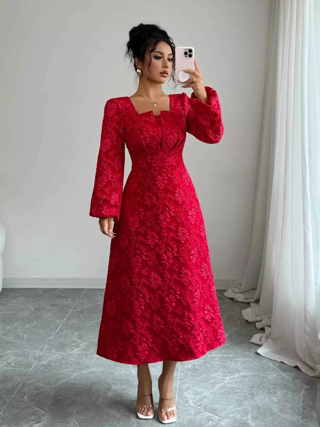 Floral Balloon Sleeve Midi Dress a8a7b087-b458-4fc5-9552-df362b8cab85-Max-Origin