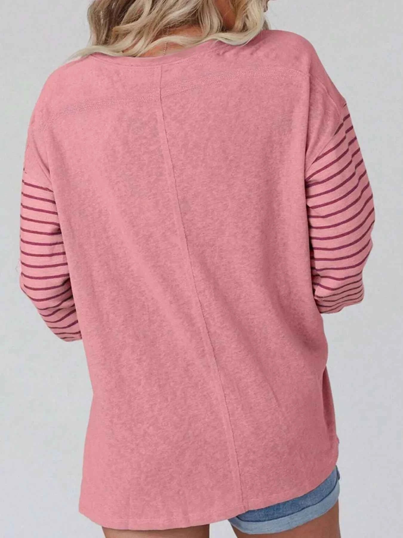 Striped Color Block Long Sleeve T-Shirt aaf90fe4-5769-4edb-b502-0091403a38c4-Max-Origin