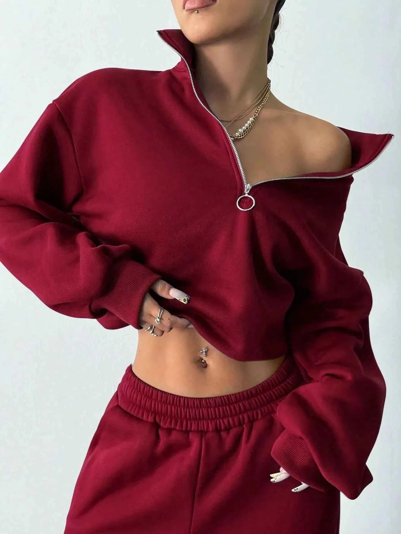Half-Zip Long Sleeve Sweatshirt and Pants Set Burgundy b07e2f6c-8c9c-45a6-9f9b-5c82d8f2251f-Max-Origin