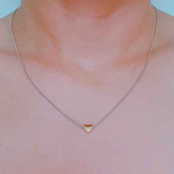 Two-Tone Petite Heart Pendant Necklace b126a5e1-5179-4cdb-b0c9-17268731b1c0