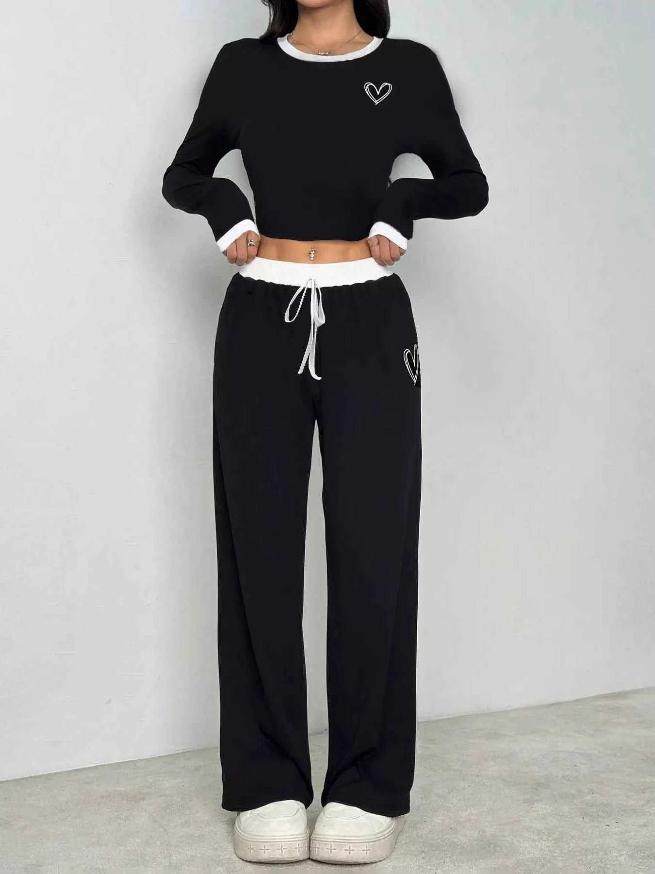 Contrast Trim Crop Top and Wide Leg Pants Set b29b73de-310a-40a0-9c87-9622b90b26b7-Max-Origin