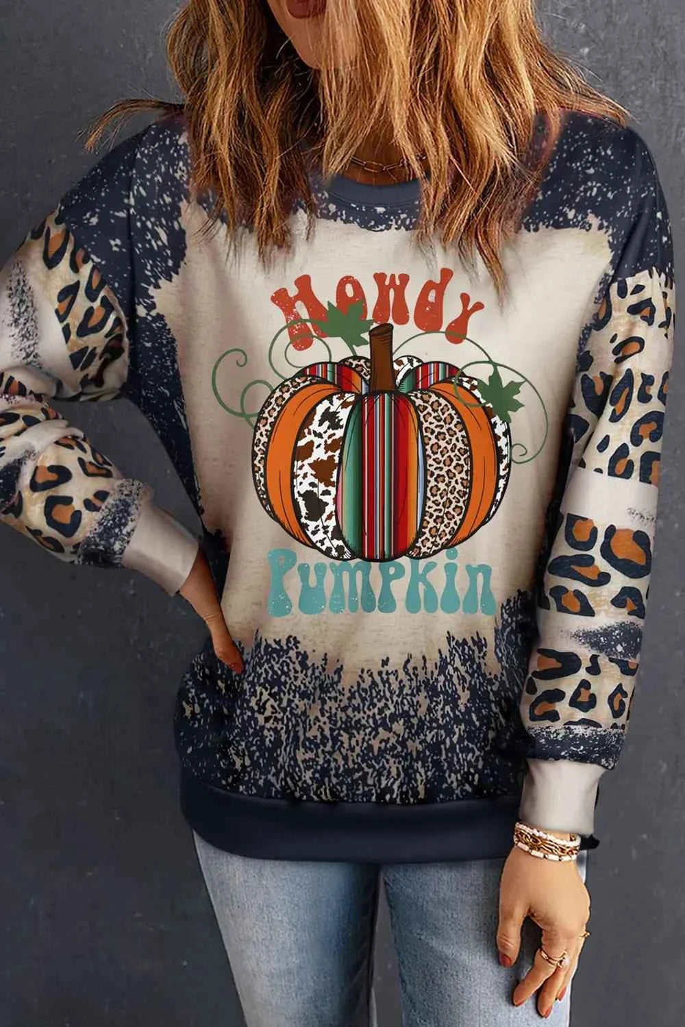 Pumpkin Graphic Long Sleeve Sweatshirt Leopard b332ff3e-12dc-4fa6-82c9-a02911eaf5ca-Max