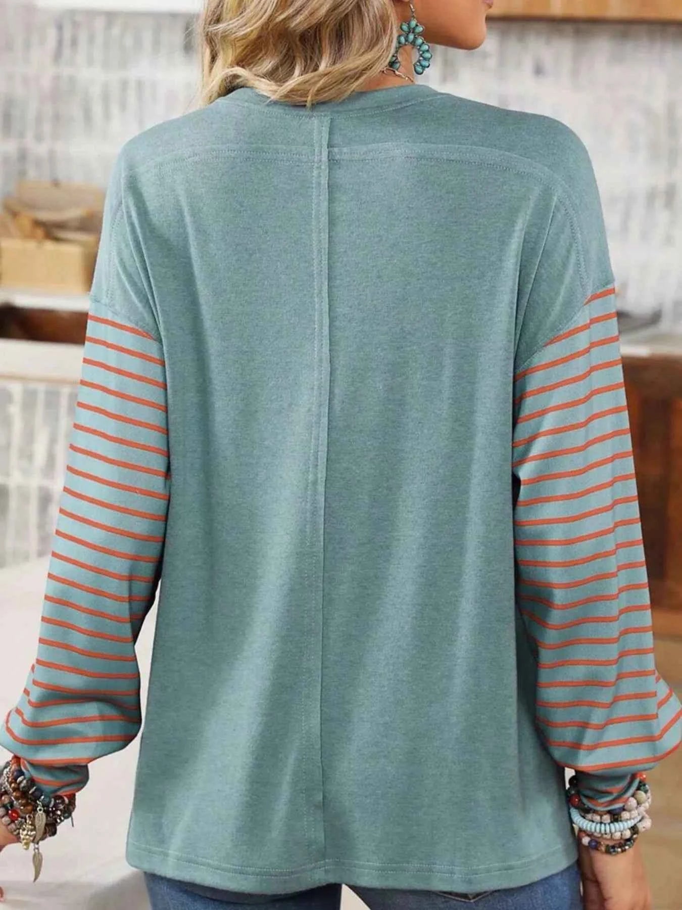Striped Color Block Long Sleeve T-Shirt b44ee871-8fa9-4628-8bdc-44962277ef7f-Max-Origin