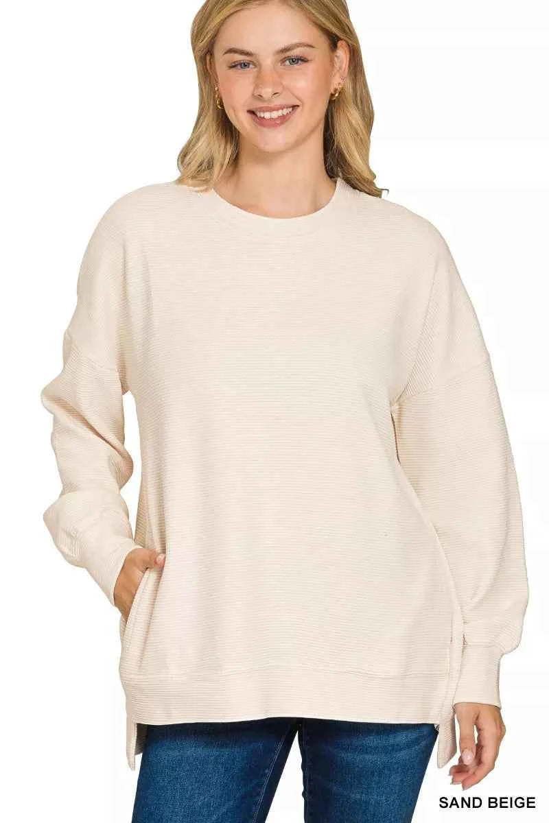 Zenana Full Size Acid Washed Double Ribbed Hi-low Sweatshirt Plus Size SAND BEIGE b4bfbf372014481d8a3839710dd33a14-Max-Origin