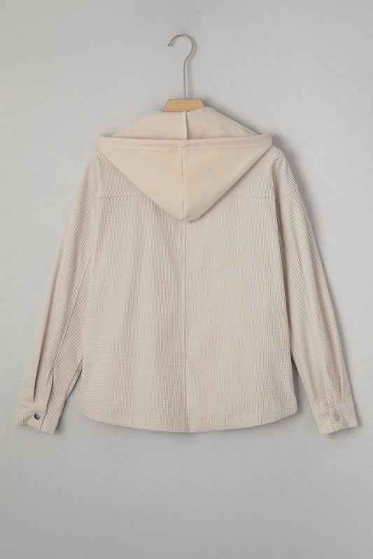 Textured Knit Pocketed Drawstring Hooded Jacket b599eb15-3f60-47c2-88e9-87ce7fc74957