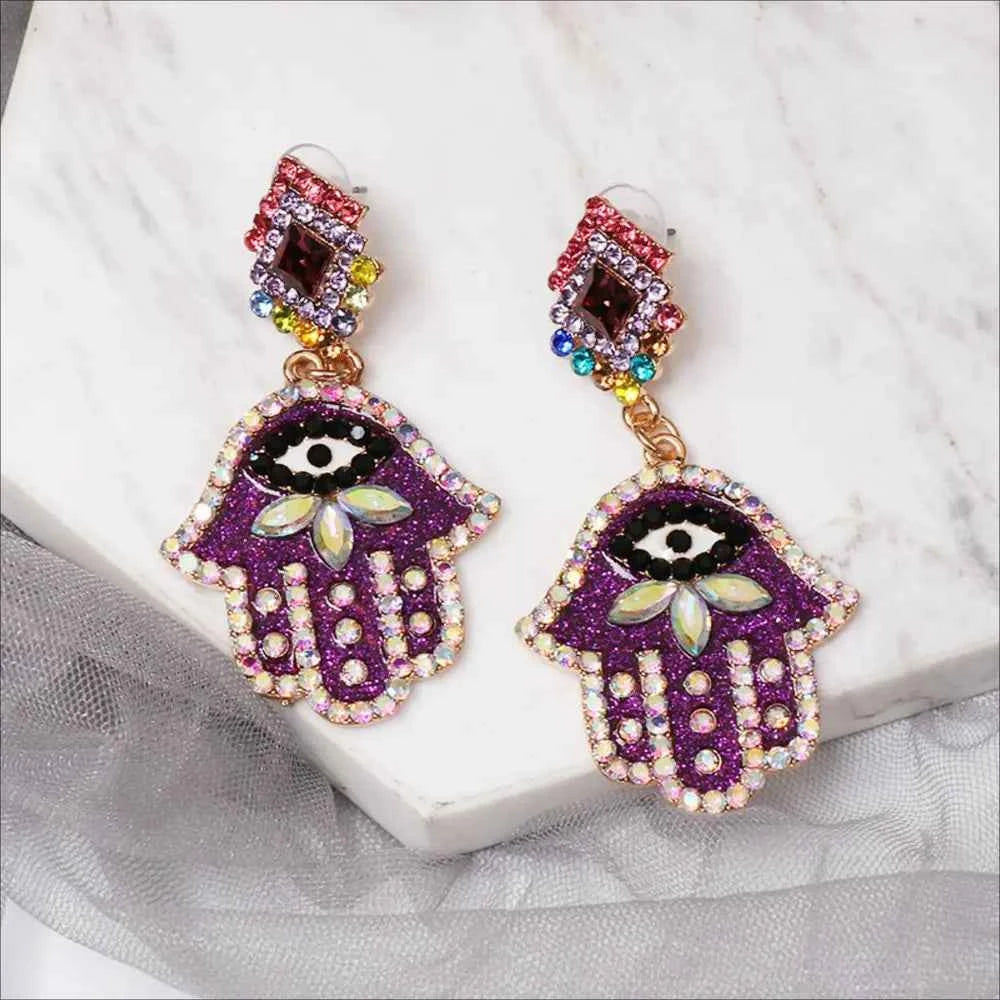 Alloy & Rhinestone Earrings Purple One Size ba8c1e27dd3c4be9a7231b2e79ab5b93-Max