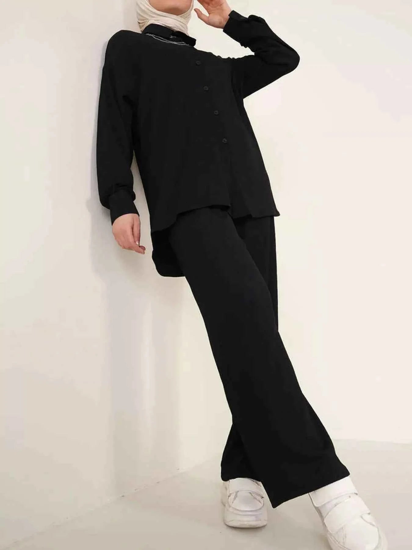 Button Up Long Sleeve Shirt and Pants Set Black bac74747-ded2-4395-852a-689d7f9fc1c4-Max-Origin