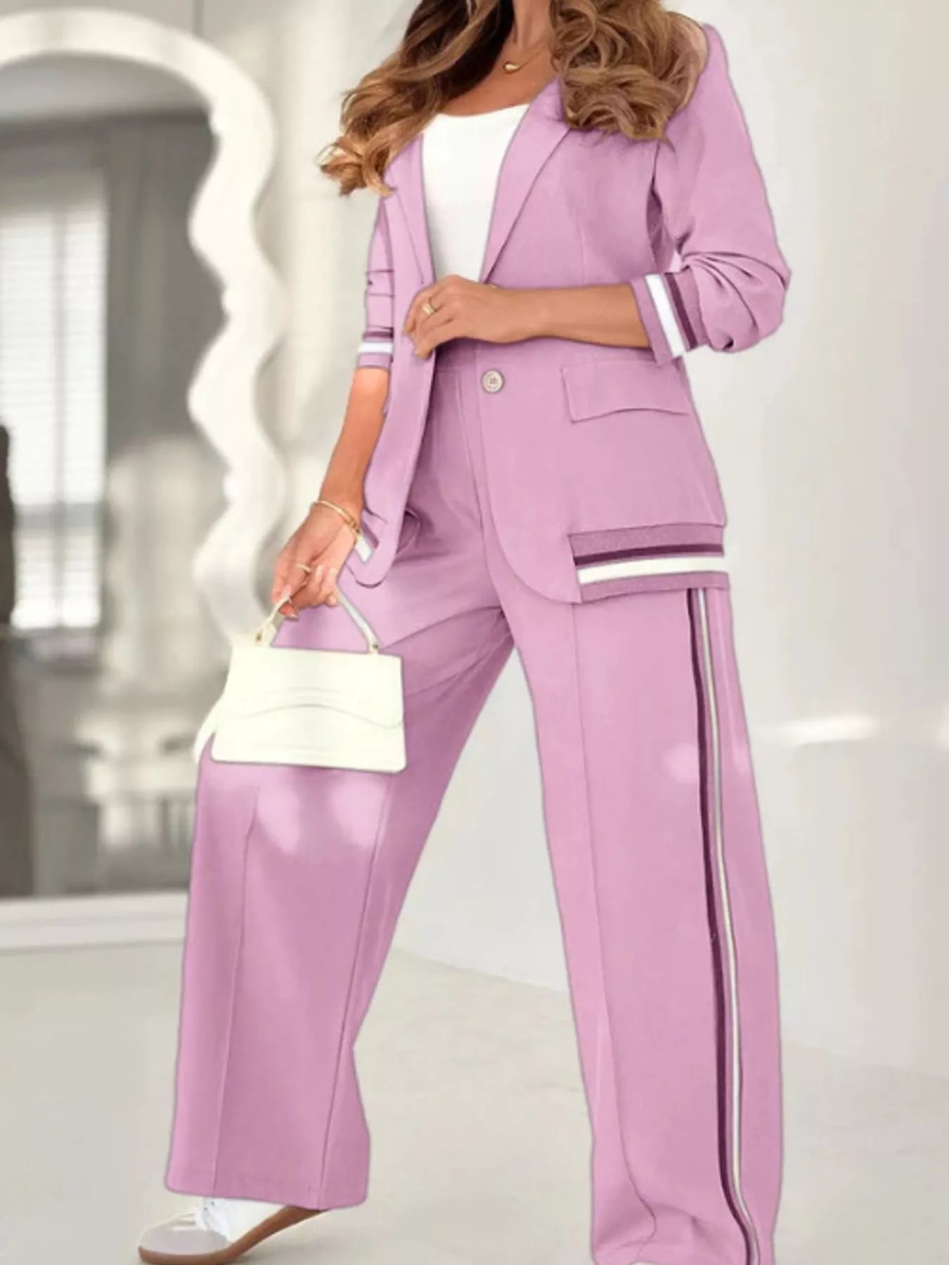 Full Size Striped Trim Button Down Jacket and Pants Set Plus Size Pink bb2ce132-dcfe-493e-bcbb-045a50a3269b-Max-Origin