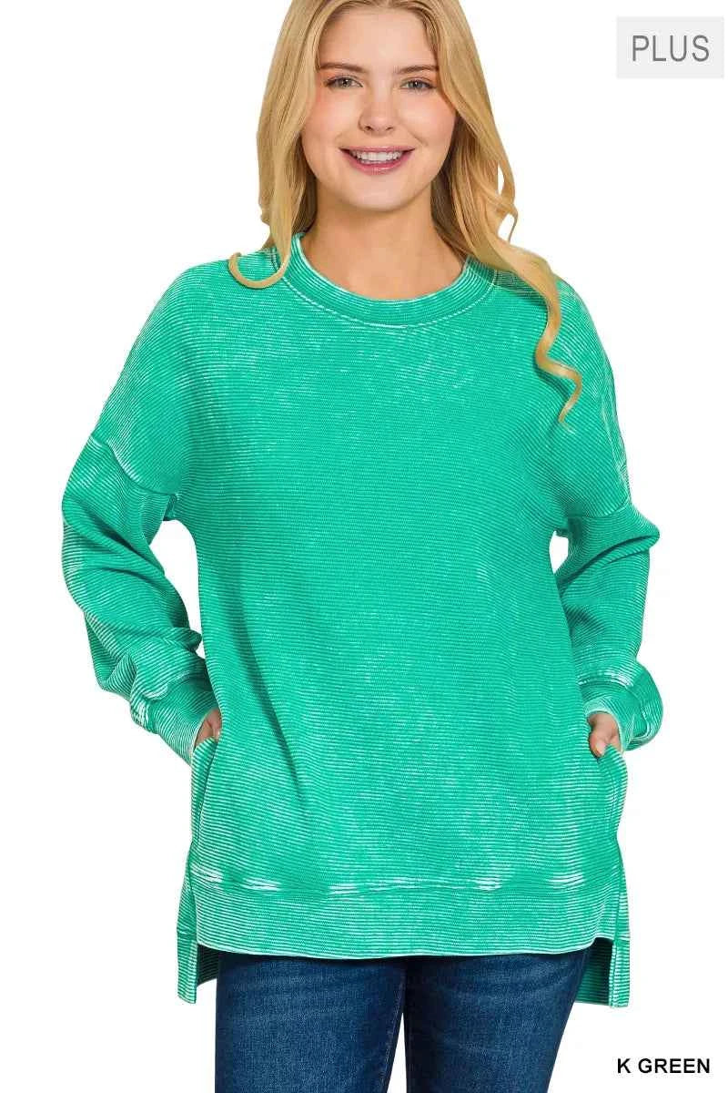 Zenana Full Size Acid Washed Double Ribbed Hi-low Sweatshirt Plus Size bb3885ae-c686-49bf-a6f8-2923d769975f-Max-Origin