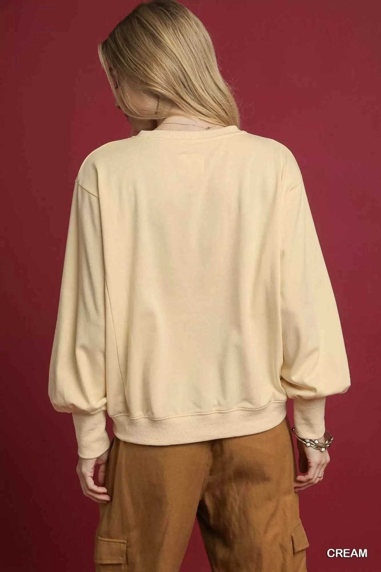 Umgee HO Applique French Terry Sweatshirt bcf82683-5010-4d86-abfd-c4aca68153cf-Max-Origin