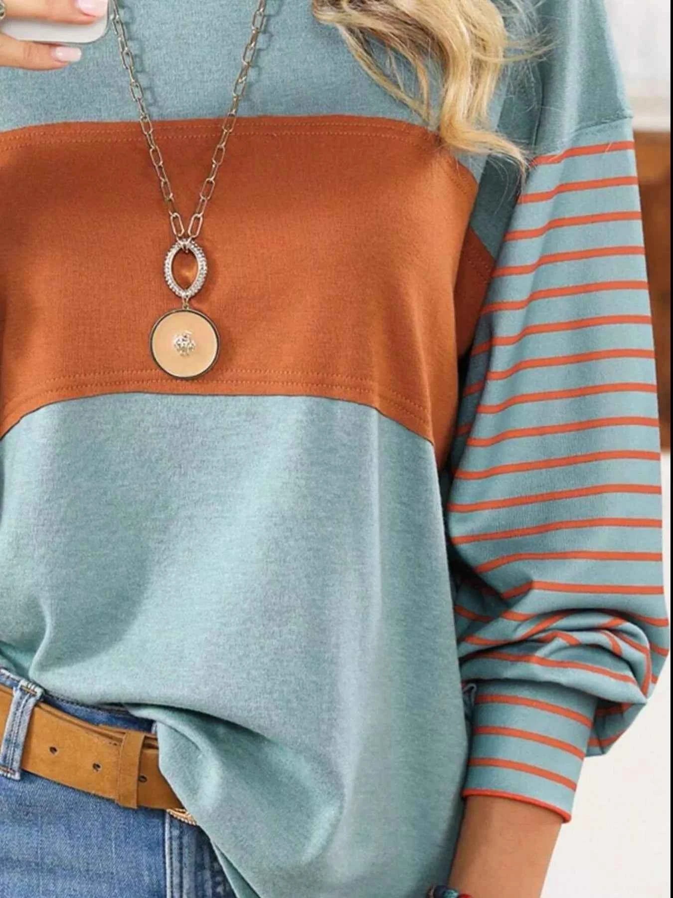 Striped Color Block Long Sleeve T-Shirt c1f6894b-5c9f-4929-8ebf-9c77a87c4e7a-Max-Origin