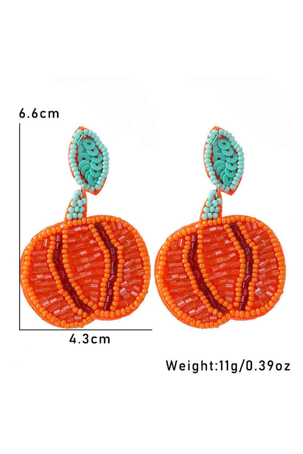 Orange Halloween Pumpkin Rice Beaded Drop Earrings Orange ONE SIZE 100%PMMA c2b28e23b0932ba2