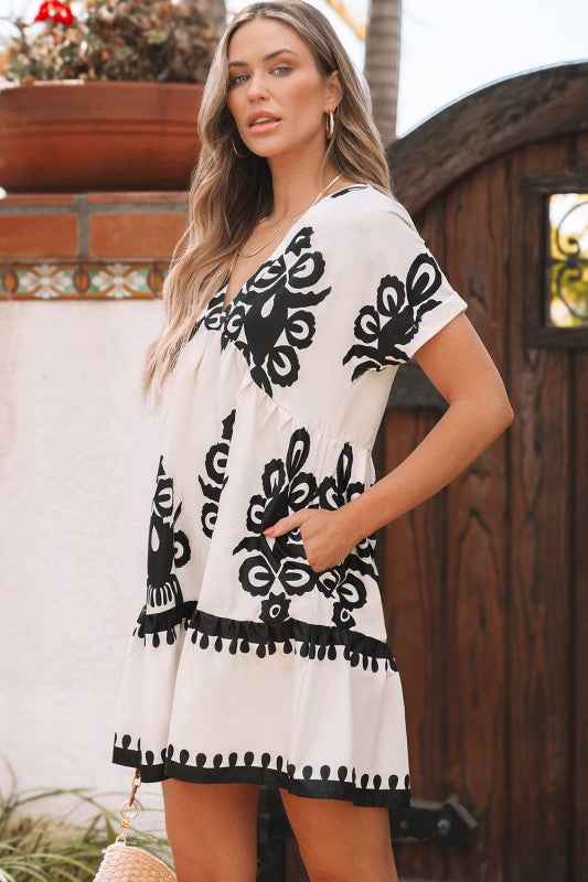 Leyla Vintage High Waist Short Sleeve Dress c4aa513f-716b-4502-8bf0-bb4dbc9ea360