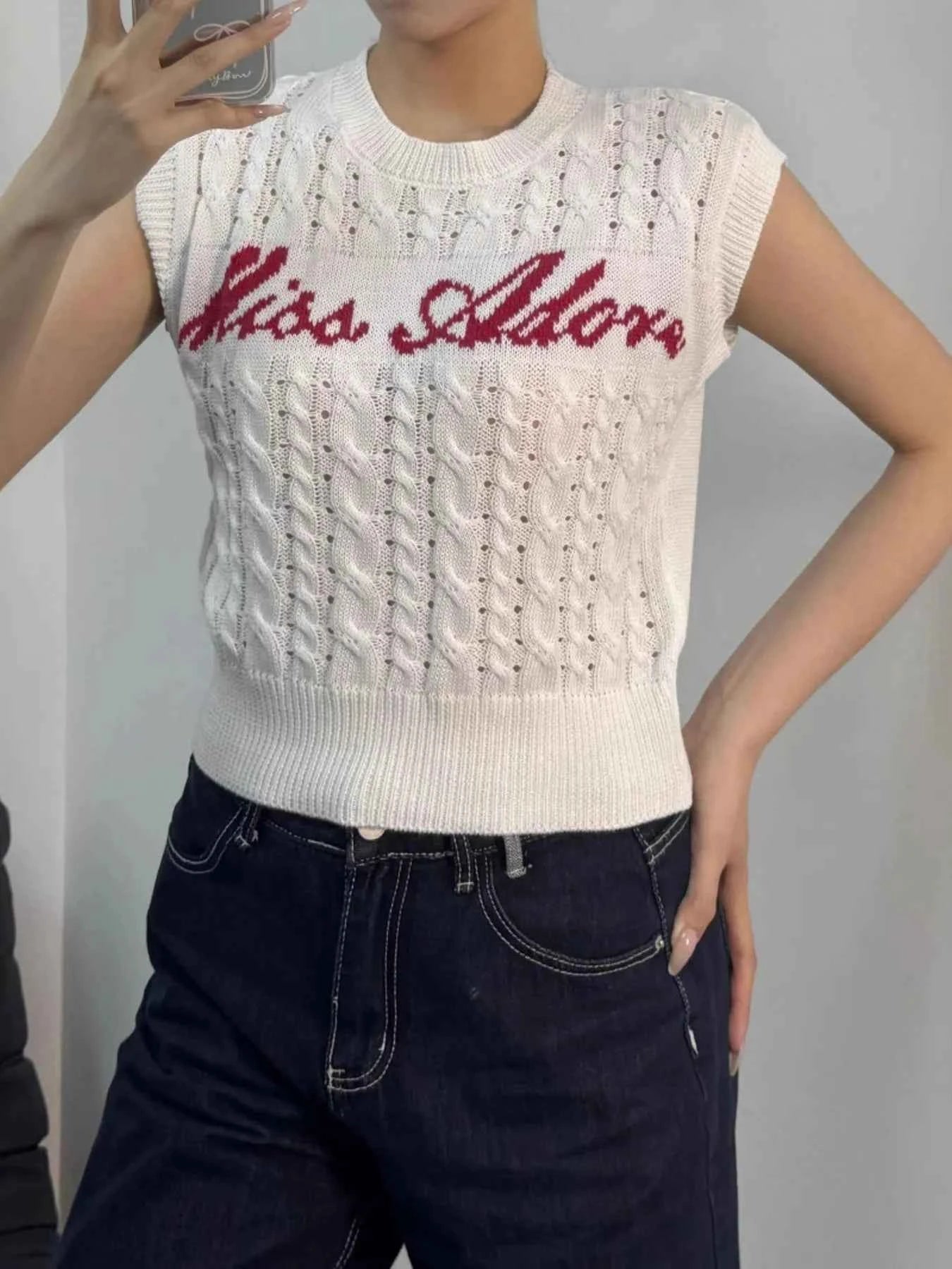 Cable Knit Round Neck Sweater Vest White cc65859c088440ffa5ceffe06ec9e3ff-Max-Origin