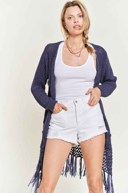 FRINGE KNIT CARDIGAN PLUS KRT1001 cd414873-60af-46a3-b397-8ce0a3e042d9